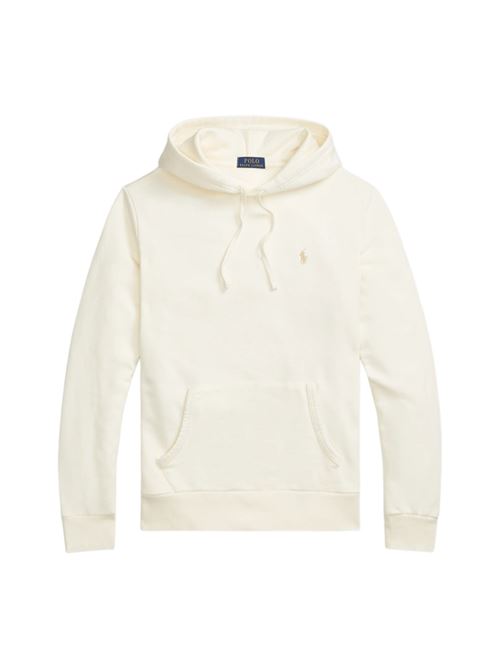 felpa uomo cappuccio cotone garzato crema POLO RALPH LAUREN | 710916690003